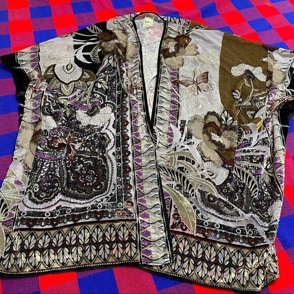 Chico’s Women’s Retro Boho Chic Velvet Cape Cardigan One Size - Picture 7 of 10